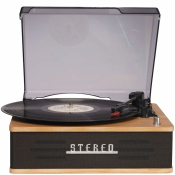Preview: Edler Retro-Schallplattenspieler mit Bluetooth, kraftvollen eingebauten Lautsprechern & robustem Tonabnehmer für perfekten Vinyl-Klang