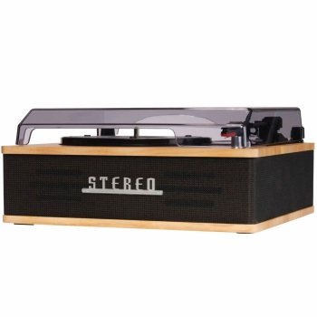 Preview: Edler Retro-Schallplattenspieler mit Bluetooth, kraftvollen eingebauten Lautsprechern & robustem Tonabnehmer für perfekten Vinyl-Klang