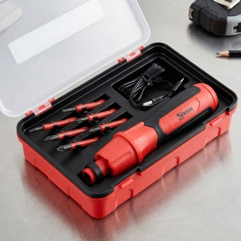 Kompaktes Akkuschrauber Set mit 6 Bits, USB Ladekabel & Box – Handlicher Minischrauber für Heimwerker, Möbelmontage, Haushalt & Reparatur