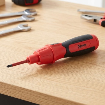 Preview: Kompaktes Akkuschrauber Set mit 6 Bits, USB Ladekabel & Box – Handlicher Minischrauber für Heimwerker, Möbelmontage, Haushalt & Reparatur