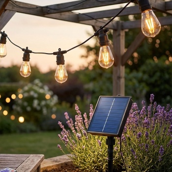 Solar LED Lichterkette Warmweiss 8m: 10 Lampen, IP44 Wetterfest - Mit Fernbedienung, perfekt für Garten, Balkon, Terrasse & als Party Deko