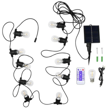 Preview: Solar LED Lichterkette Warmweiss 8m: 10 Lampen, IP44 Wetterfest - Mit Fernbedienung, perfekt für Garten, Balkon, Terrasse & als Party Deko