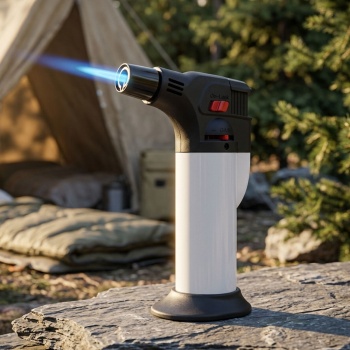 Starker Jetflame-Flammierbrenner 1300 °C - zum Karamellisieren von Creme Brulee, Flambieren & Anzünden - Crème Brûlée Brenner mit Ständer