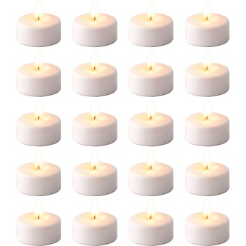 Preview: 20 LED Teelichter warmweiss mit Flackereffekt in Box - Elektrische Teelichter mit Batterie für Dekoration, Hochzeit, Geburtstag & Party, Weiss