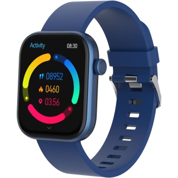 Preview: Smartwatch Fitnessuhr für Herren & Damen, blau: Blutdruck, Herzfrequenz, Blutsauerstoff und Anruffunktion - AMOLED Display für Alltag & Sport