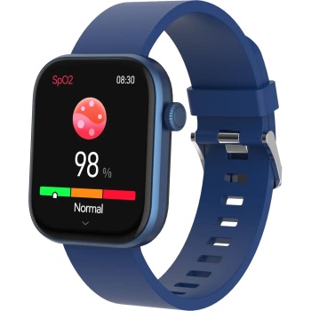 Preview: Smartwatch Fitnessuhr für Herren & Damen, blau: Blutdruck, Herzfrequenz, Blutsauerstoff und Anruffunktion - AMOLED Display für Alltag & Sport