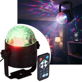 Disco-Lichtprojektor mit Musiksensor und Fernbedienung, verschiedene bunte Lichtmuster, LED Partybeleuchtung mit USB-A für Party und Zimmer