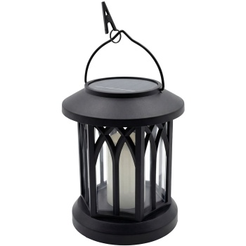 Preview: 2er-Set LED Solar Laterne im Retro Gehäuse für Garten und Balkon, mit weisser LED Kerze und Flammeneffekt, 12 warmweisse SMD LEDs, zum Hinstellen und Hängen