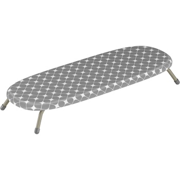 Preview: Kompaktes Mini Bügelbrett Grau, 81,5x30,5 cm: Bezug aus 100% Baumwolle, faltbar, stabil & ideal für kleine Wohnungen, Wohnheime & Reisen