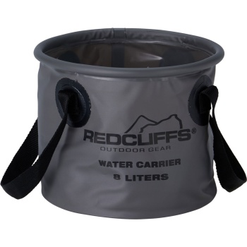 Preview: Faltbarer Wasserbehälter 8L aus Polyvinyl in Grau – Wasserdichter Wasserbeutel mit Tragegriffen für Camping, Outdoor, Trekking & Angeln
