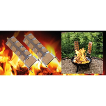 Preview: 2er-Set Flammlachsbrett mit Edelstahlhalterung und praktischer Klemmhalterung für Feuerschalen Lachsbrett Fischhalter Grillzubehör Lachs