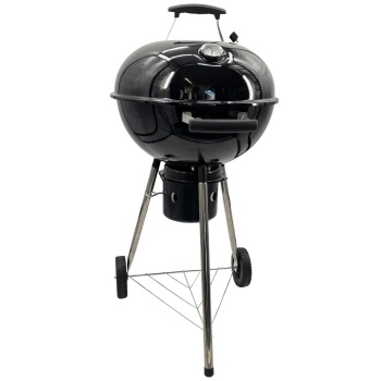 Preview: Kugelgrill Ø47 cm – Mobiler Holzkohlegrill mit 2 Rädern & Thermometer, emaillierter Feuerschale, Aschebehälter & Zugluftregulierung