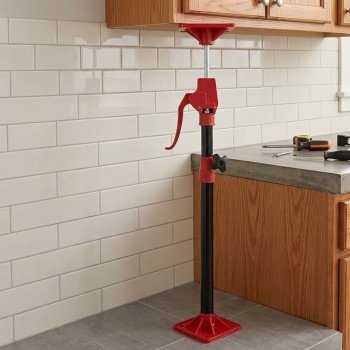 Preview: Montagestütze 2er-Set – Flexibel ausziehbar von 115-310 cm, 50 kg Tragkraft je Stütze, mit 45° Neigung & 10cm Stempel, TÜV/GS geprüfte Deckenstütze