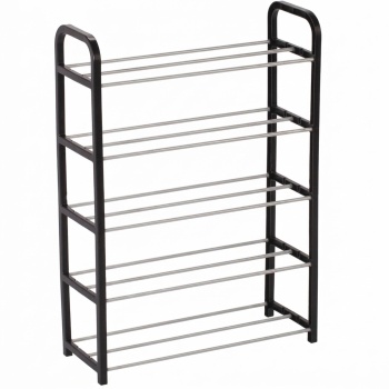 Preview: Schuhregal mit 5 Gitter-Ebenen - für 15 Paar Schuhe - Schuhablage 50x19x68 cm, Stabiler Schuhorganizer für Flur, Eingangsbereich und Garderobe