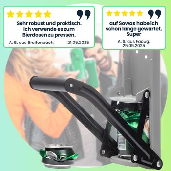 Preview: 2-in-1 robuste Dosenpresse und Flaschenöffner, Wandmontage, effizienter Dosenzerkleinerer mit rutschfestem und stabilem Griff