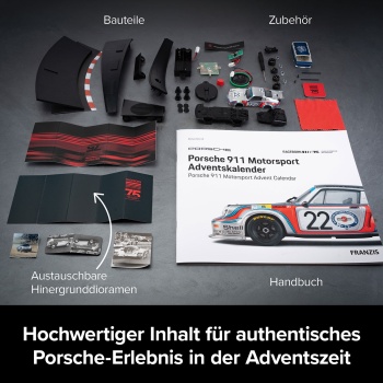 Preview: Porsche 911 Carrera RSR Turbo 2.1 Adventskalender - Hochwertiger Modell-Bausatz 1:43 mit Sound - Sammlerstück für Auto-Fans & Technik-Liebhaber