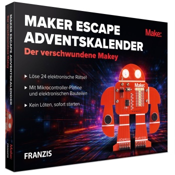 Preview: Maker Escape Adventskalender - Der verschwundene Makey - Elektronik Bausatz für Technik-Fans mit Mikrocontroller, LED & Rätsel-Spass