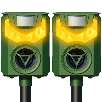 Preview: 2er-Set Solar & USB Tiervertreiber mit Ultraschall & Flammenlicht – Zuverlässiger Schutz für Garten, Hof & Feld gegen Wildtiere, Katzen & Hunde