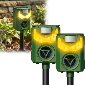 2er-Set Solar & USB Tiervertreiber mit Ultraschall & Flammenlicht – Zuverlässiger Schutz für Garten, Hof & Feld gegen Wildtiere, Katzen & Hunde