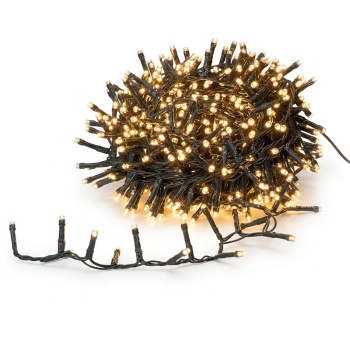 LED Lichterkette Cluster 400 LEDs warmweiss, 8 m – dichte Büschel-Lichterkette für innen & aussen, IP44, 7 Lichteffekte, Timer - Weihnachtsbeleuchtung