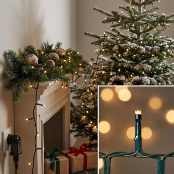 Preview: 2er-Set LED Lichterkette Cluster je 560 LEDs warmweiss, je 11,2 m – Büschel-Lichterkette für innen & aussen, 7 Effekte, Timer - Weihnachtsbeleuchtung