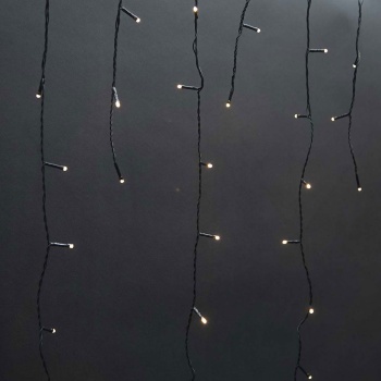 Preview: Eiszapfen Lichterkette 180 LED warmweiss 5,9 m – LED Lichtervorhang für Fenster, Balkon und Vordach, aussen IP44, Timer, 7 Lichteffekte