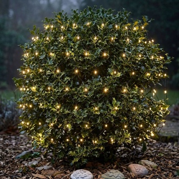 Preview: LED Lichternetz 3 x 1,5 m 320 LEDs warmweiss – Lichterkette Netz für Büsche, Sträucher und Fenster, innen & aussen IP44, Timer, 7 Lichteffekte