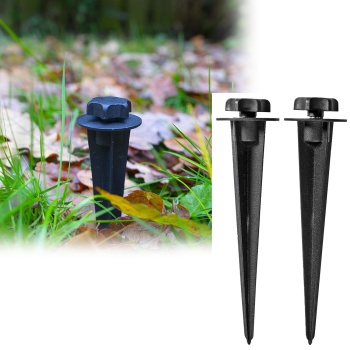 2er-Set Erdspiess Aluminium 17,5 cm – Bodenspiess für LED Fluter und Gartenstrahler: Einfache Handschraube zur Montage ohne Werkzeug, schwarz