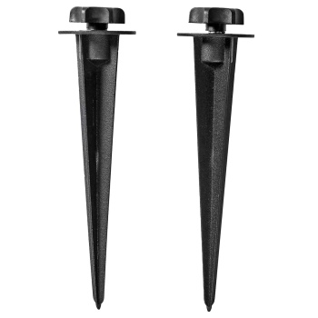 Preview: 2er-Set Erdspiess Aluminium 17,5 cm – Bodenspiess für LED Fluter und Gartenstrahler: Einfache Handschraube zur Montage ohne Werkzeug, schwarz