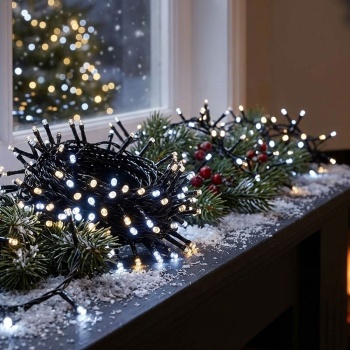 Preview: 2er-Set LED Lichterkette WLAN mit 400 LEDs warmweiss bis kaltweiss – App-Steuerung, Sprachsteuerung, dimmbar, Timer - Für aussen IP65, 5m Zuleitung