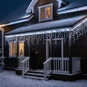 Eisregen Lichterkette WLAN 8 m mit 400 LEDs warmweiss bis kaltweiss – App- und Sprachsteuerung, dimmbar, 80 Stränge, IP65, transparentes Kabel