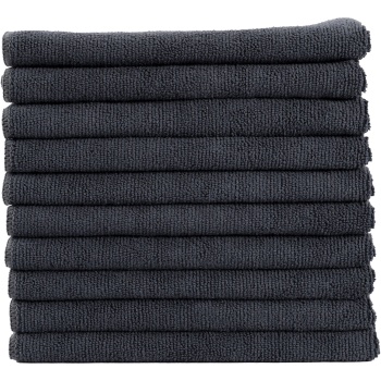 Preview: 10er-Set Mikrofaser-Putztücher Anthrazit 40x40cm - 300 g/m² - Extrem saugstark, fusselfrei & streifenfrei - Hochwertige Reinigungstücher bis 90°C waschbar