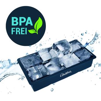 Preview: XXL Silikon Eiswürfelform (8 Fächer, 5x5cm): Grosse Eiswürfel, 1 Liter Füllmenge – BPA-freie, langlebige & wiederverwendbare Eiswürfelform