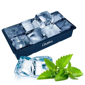 Preview: XXL Silikon Eiswürfelform (8 Fächer, 5x5cm): Grosse Eiswürfel, 1 Liter Füllmenge – BPA-freie, langlebige & wiederverwendbare Eiswürfelform