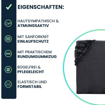 Preview: Kuscheliges Spannbettlaken 180-200x200-220 cm, OEKO-TEX: Cashmere Touch Qualität für Wasserbett & Boxspringbett - weich, hautsympathisch & atmungsaktiv