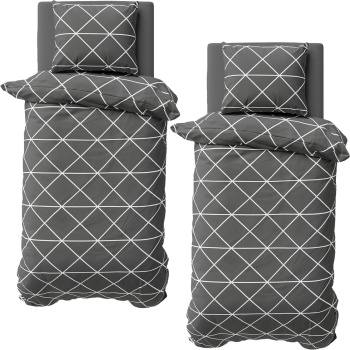 2er-Set Bettwäsche 135x200/80x80 cm, 100% Baumwolle mit Reissverschluss, hautsympathische & atmungsaktive Bett- und Kissenbezüge für erholsamen Schlaf