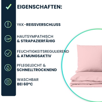 Preview: 2er-Set Bettwäsche 135x200/80x80 cm, 100% Mikrofaser mit Reissverschluss, hautsympathische & atmungsaktive Bett- & Kissenbezüge, OEKO-TEX Standard 100