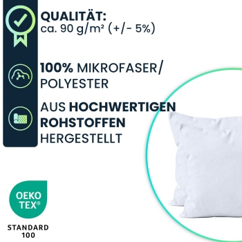 Preview: Kissenbezug 2er-Set 40x40 Weiss - Hochwertige Mikrofaser Kissenhüllen für Deko, Bett & Sofakissen - Hautsympathisch, pflegeleicht & mit Reissverschluss