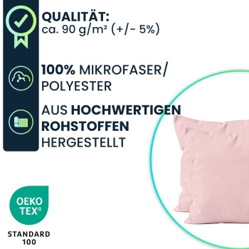 Preview: Kissenbezug 2er-Set 40x40 Rosa - Hochwertige Mikrofaser Kissenhüllen für Deko, Bett & Sofakissen - Hautsympathisch, pflegeleicht & mit Reissverschluss