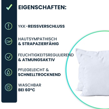 Preview: Kissenbezug 2er-Set 80x80 Weiss - Hochwertige Mikrofaser Kissenhüllen für Deko, Bett & Sofakissen - Hautsympathisch, pflegeleicht & mit Reissverschluss