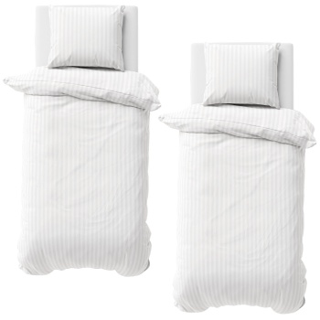 2er-Set Bettwäsche 135x200/80x80 cm, 100% Mikrofaser mit Reissverschluss, hautsympathische & atmungsaktive Bett- & Kissenbezüge, Weiss
