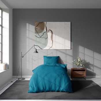 Preview: Bettwäsche-Set 135x200/80x80 cm, 100% Mikrofaser mit Reissverschluss, hautsympathischer & atmungsaktiver Bett- und Kissenbezug, Petrol