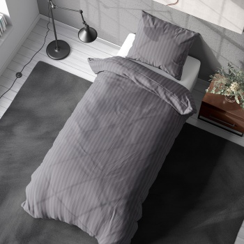 Bettwäsche-Set 135x200/80x80 cm, 100% Mikrofaser mit Reissverschluss, hautsympathischer & atmungsaktiver Bett- und Kissenbezug, Grau