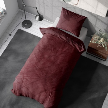 Bettwäsche-Set Cashmere Touch 135x200/80x80 cm, 100% Mikrofaser: Reissverschluss, hautsympathischer & atmungsaktiver Bett- & Kissenbezug - Bordeaux