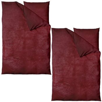 2er-Set Bettwäsche Cashmere Touch 135x200/80x80 cm, 100% Mikrofaser: Reissverschluss, hautsympathische & atmungsaktive Bett- & Kissenbezüge - Bordeaux