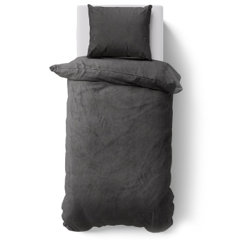 Preview: Bettwäsche-Set Cashmere Touch 135x200/80x80 cm, 100% Mikrofaser: Reissverschluss, hautsympathischer & atmungsaktiver Bett- & Kissenbezug - Anthrazit