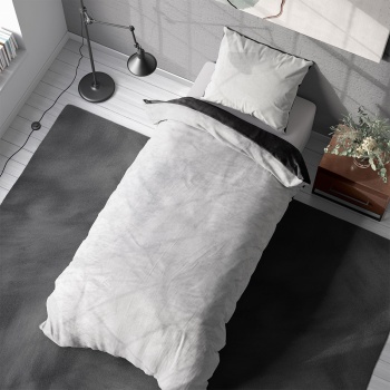 Preview: 2er-Set Bettwäsche Cashmere Touch 135x200/80x80 cm, 100% Mikrofaser: Reissverschluss, hautsympathische & atmungsaktive Bett- & Kissenbezüge - Anthrazit/Silber