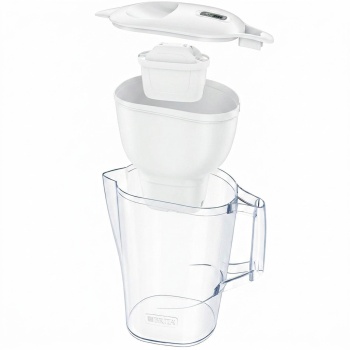 Preview: BRITA Tischwasserfilter Aluna inklusive 1 MAXTRA PRO Kartusche, 2,4L Gesamtkapazität, reduziert Kalk & Chlor, BPA-frei, für frisches Trinkwasser, weiss