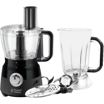 Russell Hobbs Matte Black Food Processor – Küchenmaschine mit 2,5 l Schüssel, 1,5 l Mixaufsatz, 600W & Zubehör für schnelles Kochen im Alltag