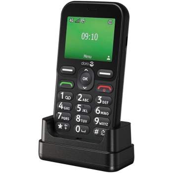 Doro Leva E10 LTE Tastatur-Handy - Seniorenhandy mit Notruf, Ladestation, Kamera, Taschenlampe & Radio für einfache Bedienung, Schwarz
